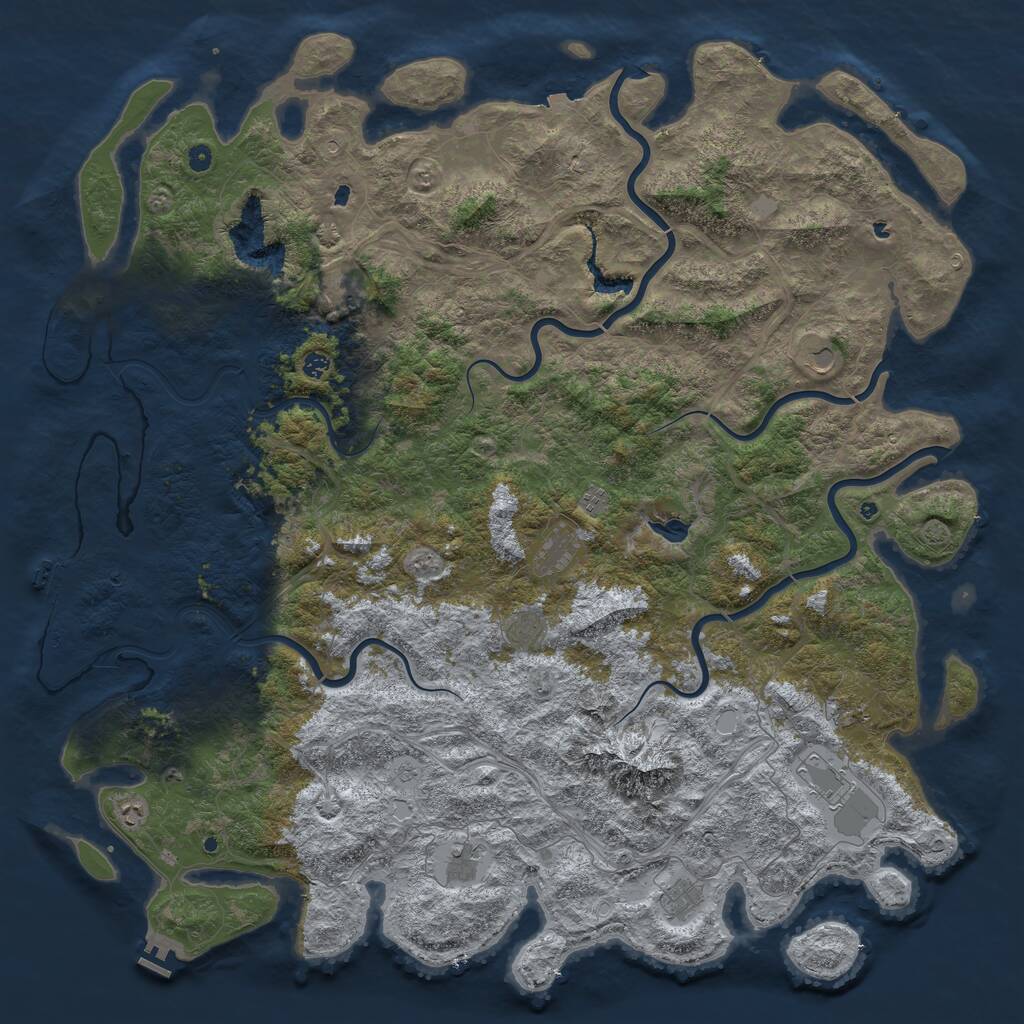 Rust Map: Procedural Map, Size: 6000, Seed: 96450459, 17 Monuments