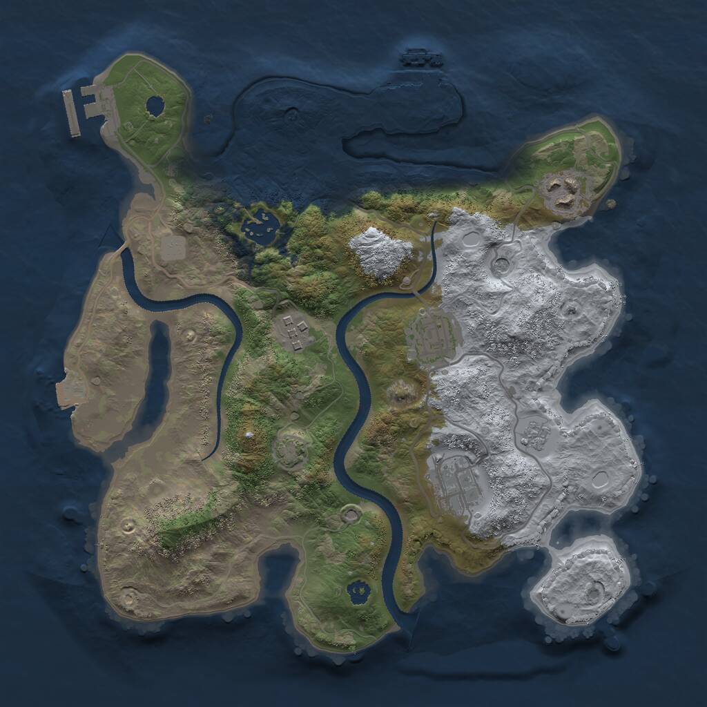 Rust Map: Procedural Map, Size: 3000, Seed: 23500045, 11 Monuments