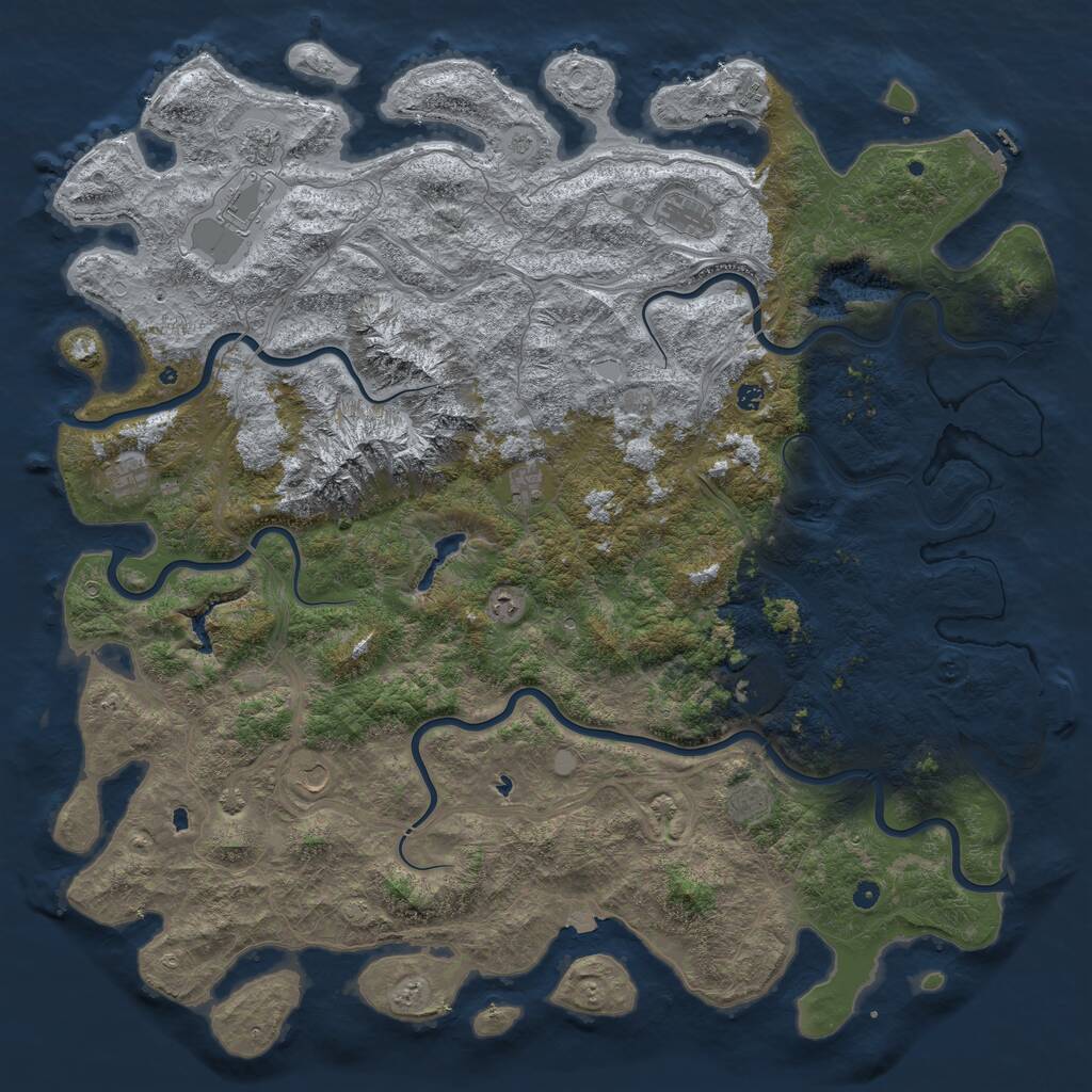 Rust Map: Procedural Map, Size: 6000, Seed: 837543200, 17 Monuments