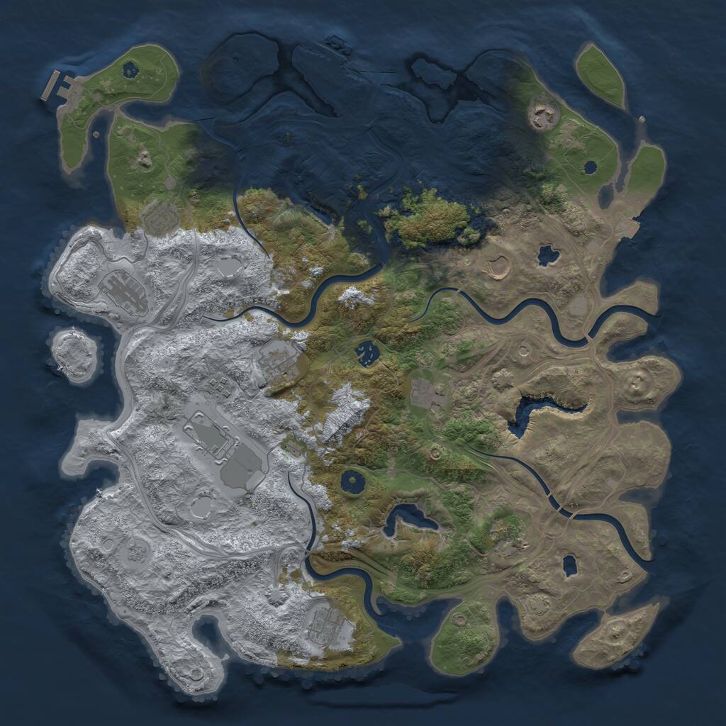 Rust Map: Procedural Map, Size: 4500, Seed: 1208999380, 17 Monuments