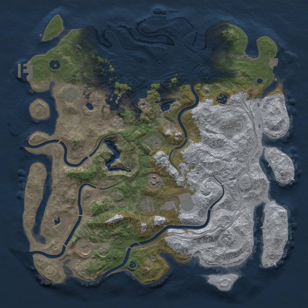 Rust Map: Procedural Map, Size: 4500, Seed: 1499337048, 17 Monuments