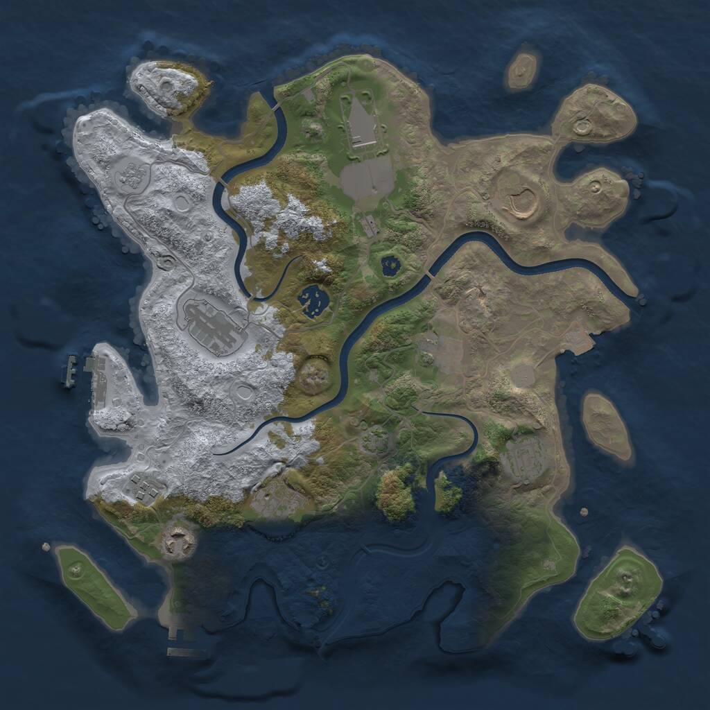 Rust Map: Procedural Map, Size: 3500, Seed: 1109876860, 14 Monuments