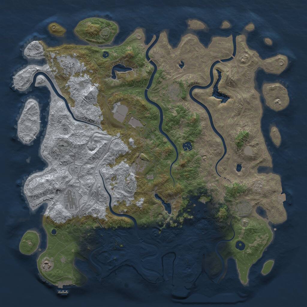 Rust Map: Procedural Map, Size: 4800, Seed: 1131086462, 16 Monuments