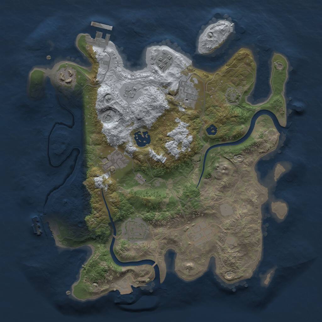 Rust Map: Procedural Map, Size: 3000, Seed: 483443860, 13 Monuments