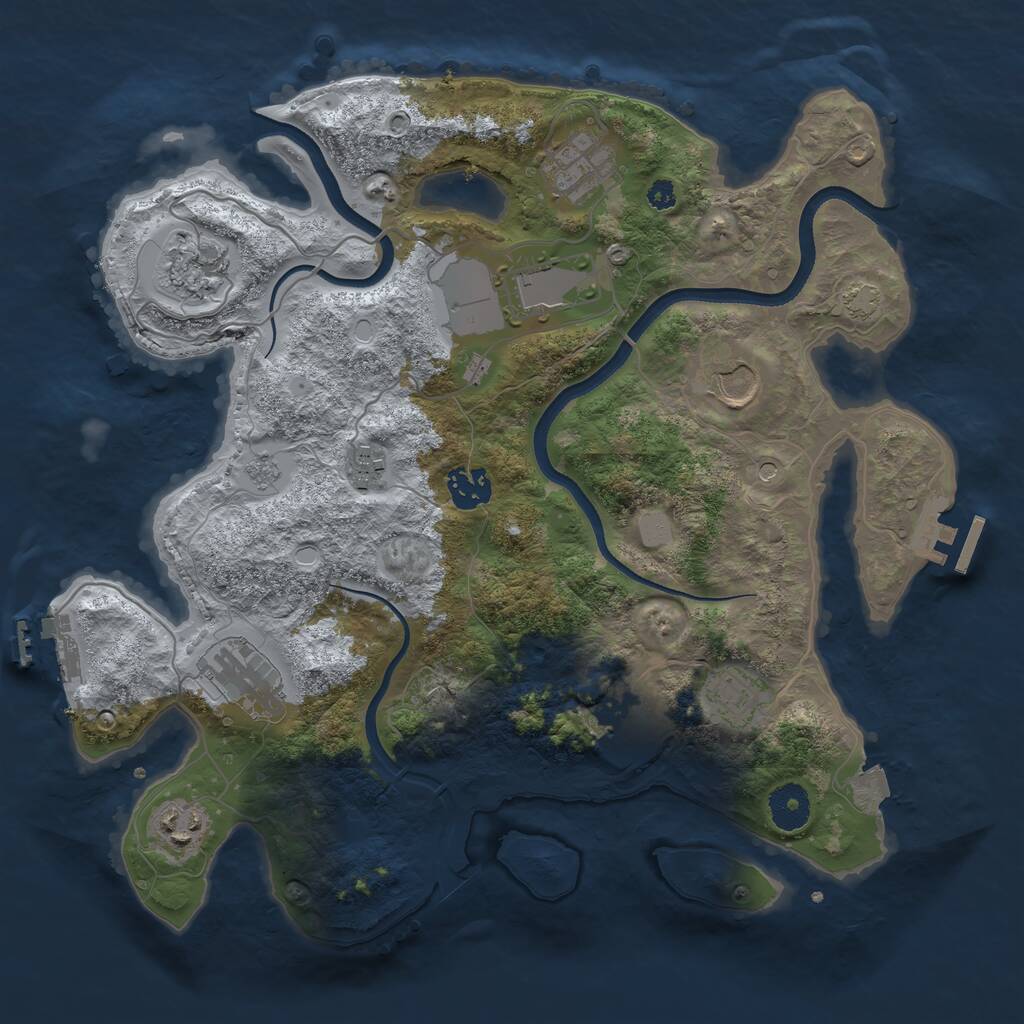 Rust Map: Procedural Map, Size: 3500, Seed: 1437869919, 16 Monuments