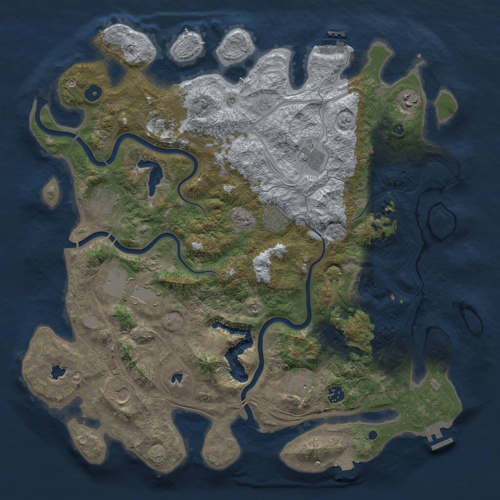 Rust Map: Procedural Map, Size: 4500, Seed: 1724055959, 16 Monuments