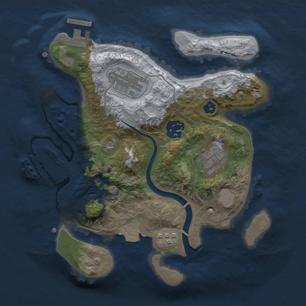 Rust Map: Procedural Map, Size: 2499, Seed: 1646653447, 9 Monuments