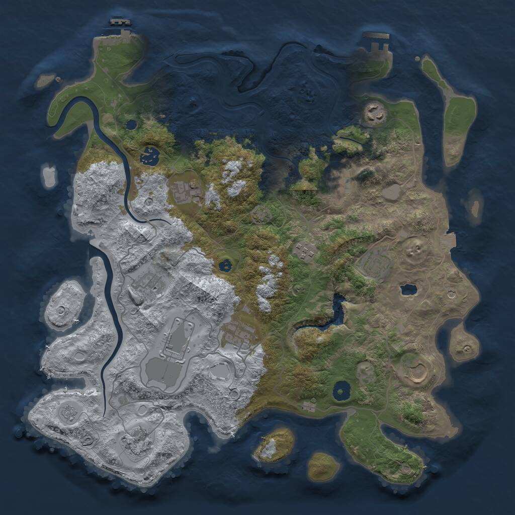 Rust Map: Procedural Map, Size: 4000, Seed: 1231184417, 17 Monuments