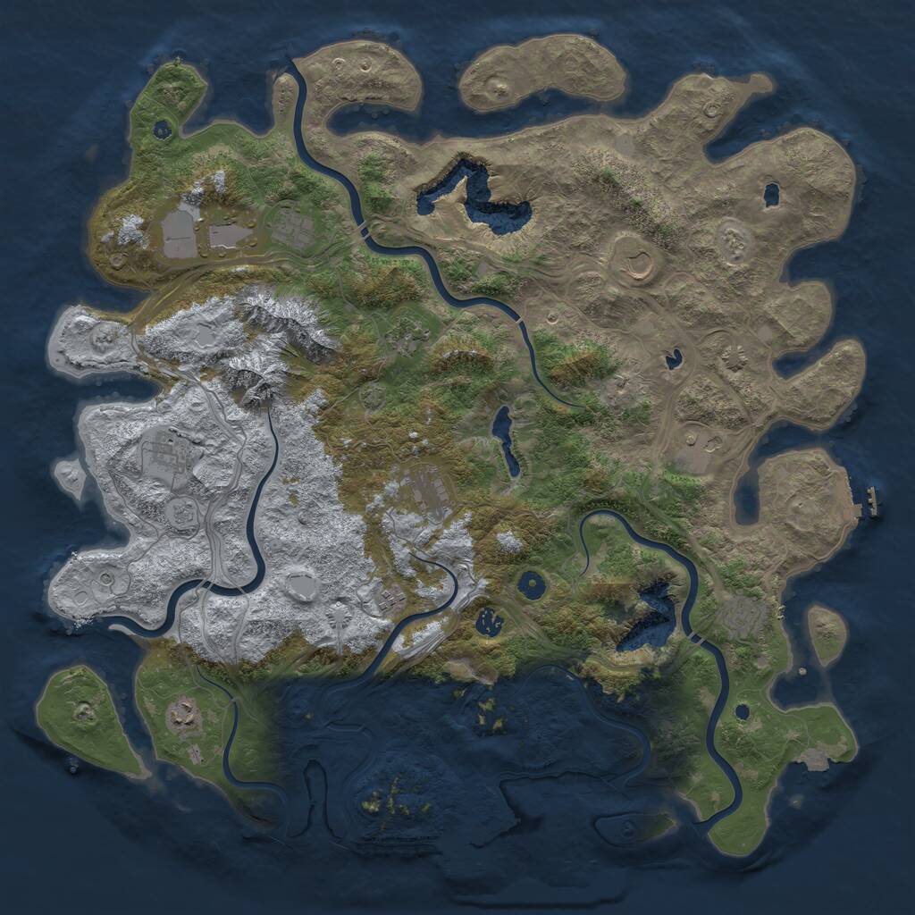 Rust Map: Procedural Map, Size: 5000, Seed: 45666, 17 Monuments