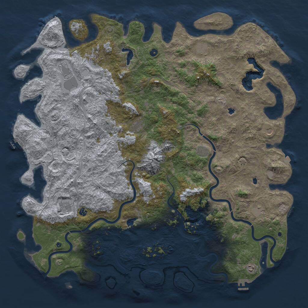 Rust Map: Procedural Map, Size: 6000, Seed: 620142580, 17 Monuments