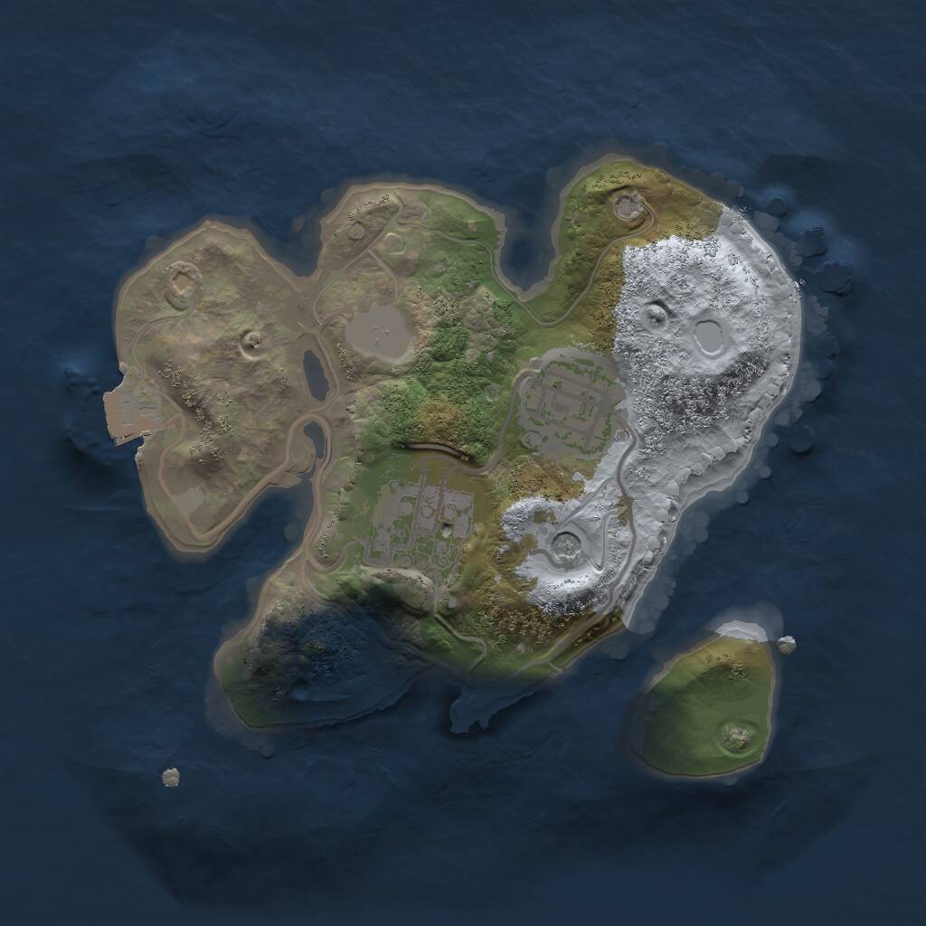 Rust Map: Procedural Map, Size: 2000, Seed: 9758406, 4 Monuments