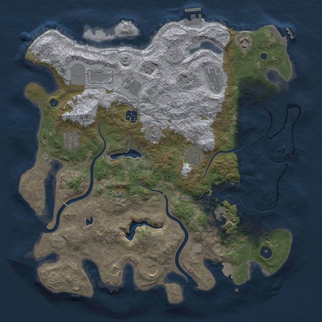 Rust Map: Procedural Map, Size: 4000, Seed: 2003660560, 17 Monuments