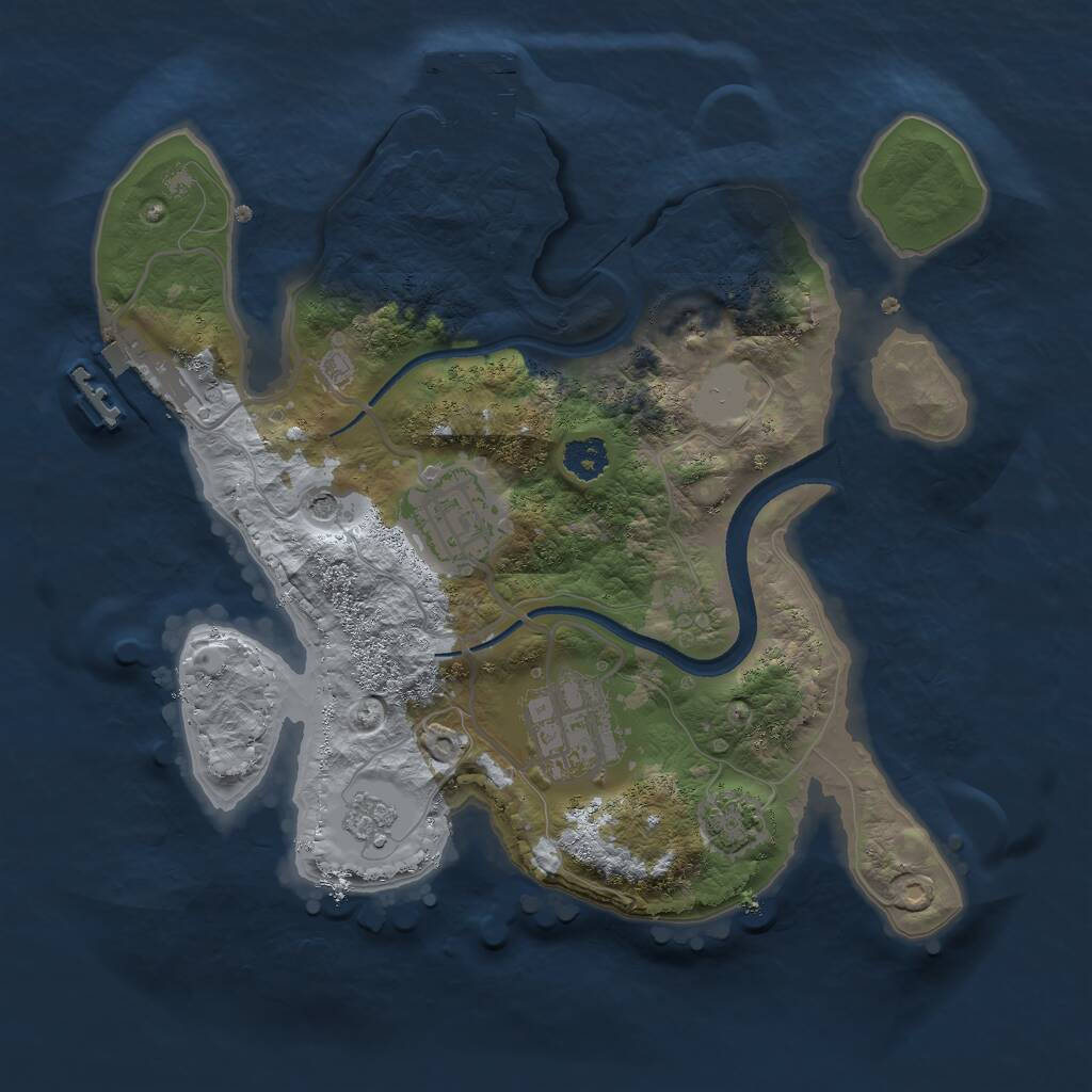 Rust Map: Procedural Map, Size: 2499, Seed: 1943567272, 8 Monuments