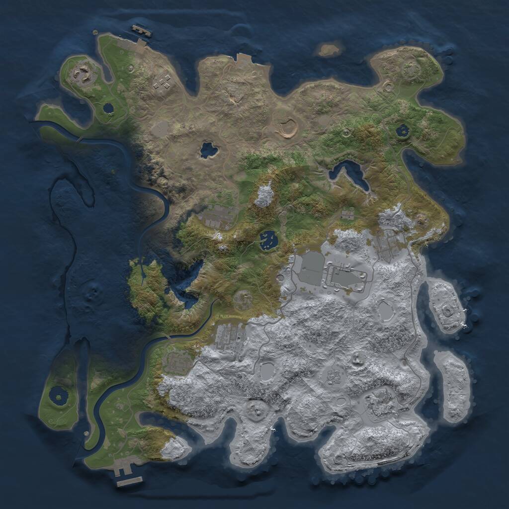 Rust Map: Procedural Map, Size: 4000, Seed: 384926, 16 Monuments