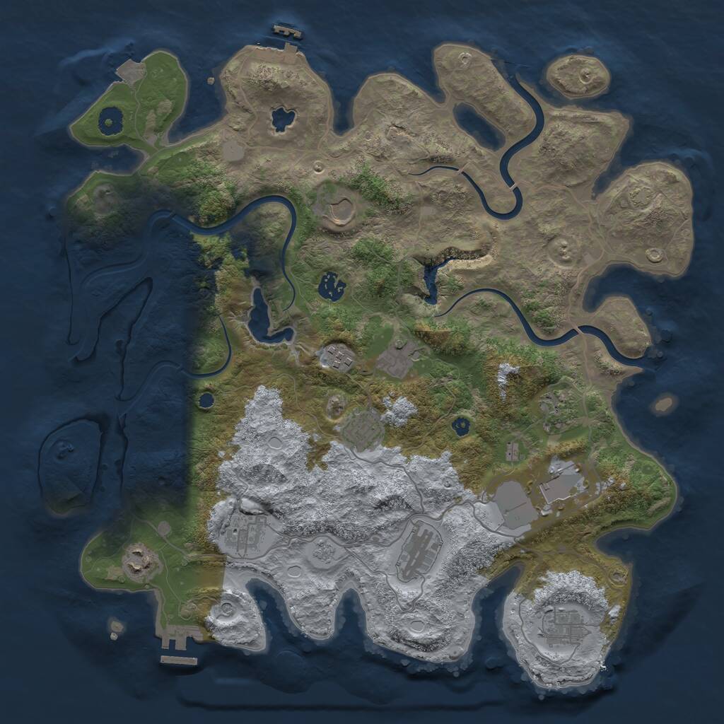 Rust Map: Procedural Map, Size: 4000, Seed: 623886880, 17 Monuments