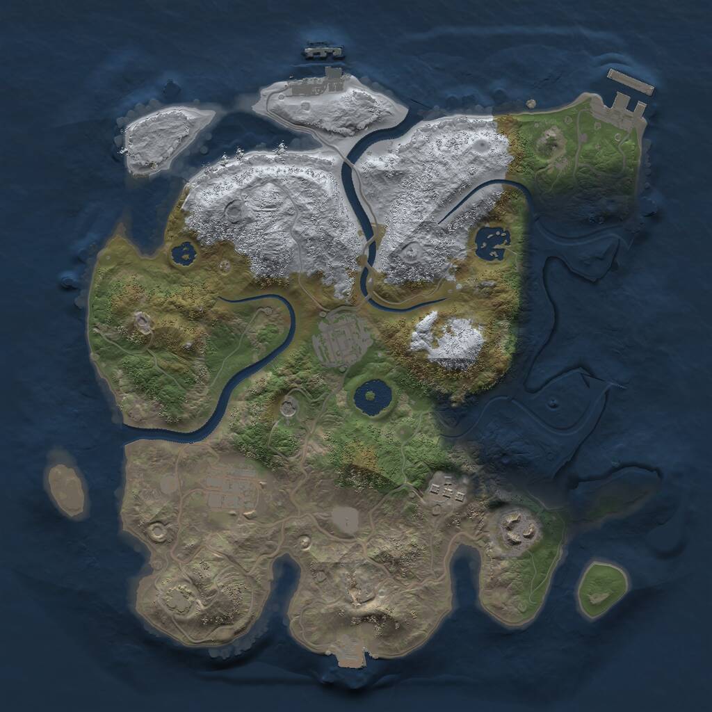 Rust Map: Procedural Map, Size: 3000, Seed: 8590346, 10 Monuments