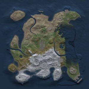 Thumbnail Rust Map: Procedural Map, Size: 3000, Seed: 3791, 10 Monuments