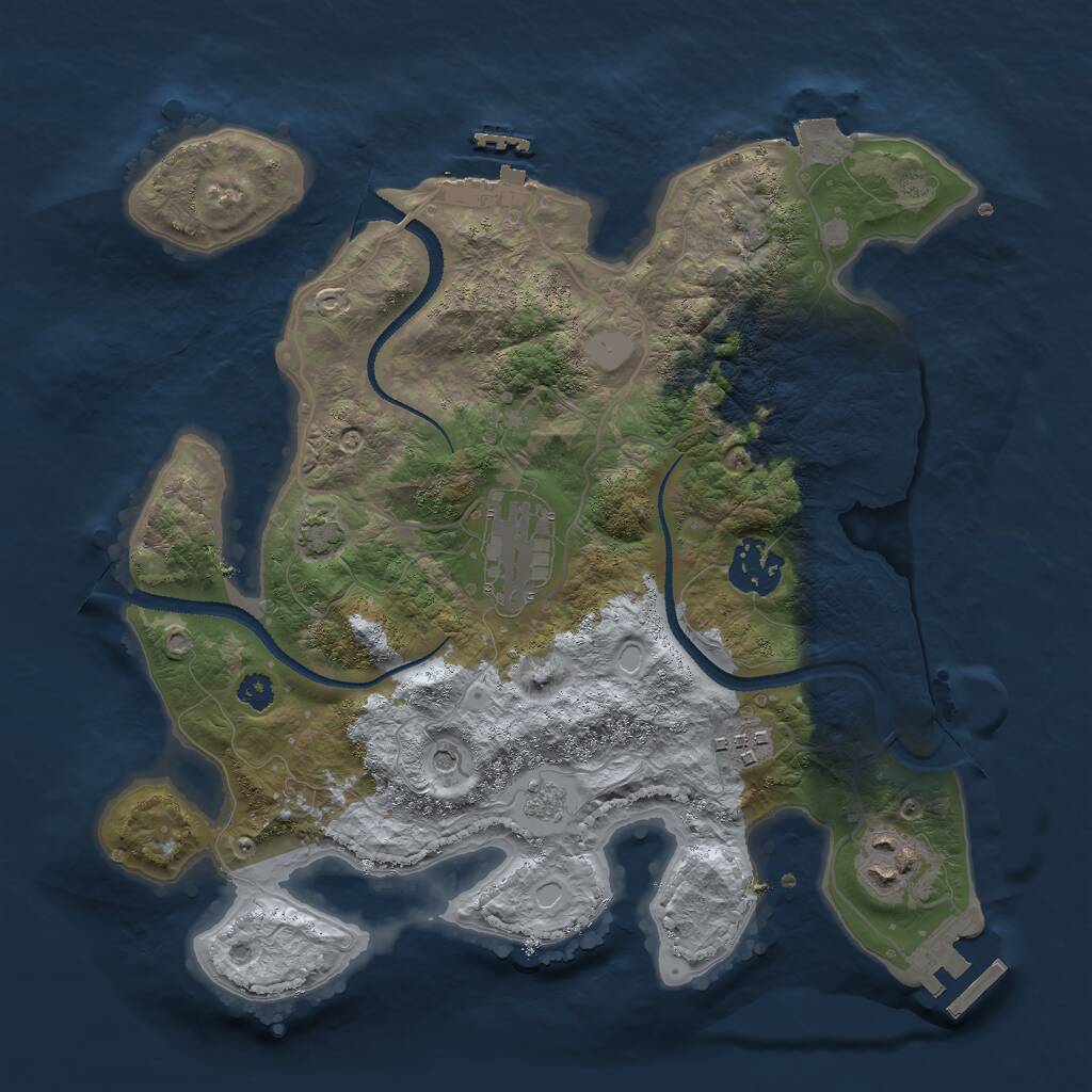 Rust Map: Procedural Map, Size: 3000, Seed: 3791, 10 Monuments