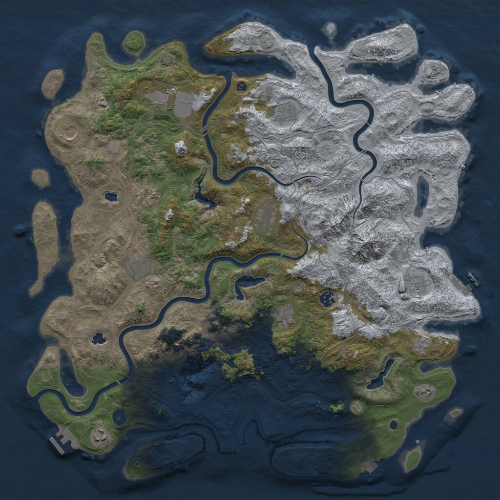 Rust Map: Procedural Map, Size: 5000, Seed: 27848383, 17 Monuments