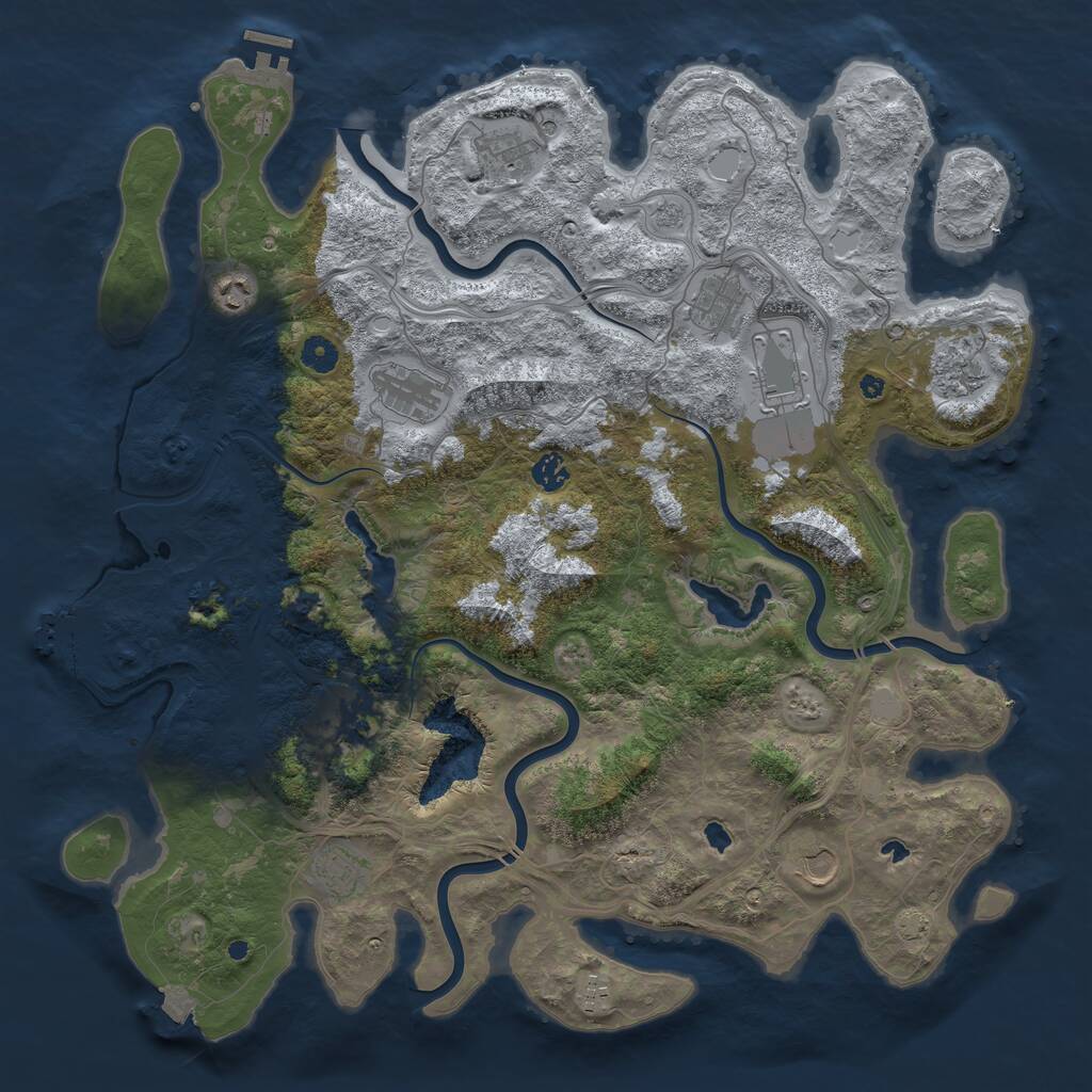 Rust Map: Procedural Map, Size: 4500, Seed: 896990850, 17 Monuments