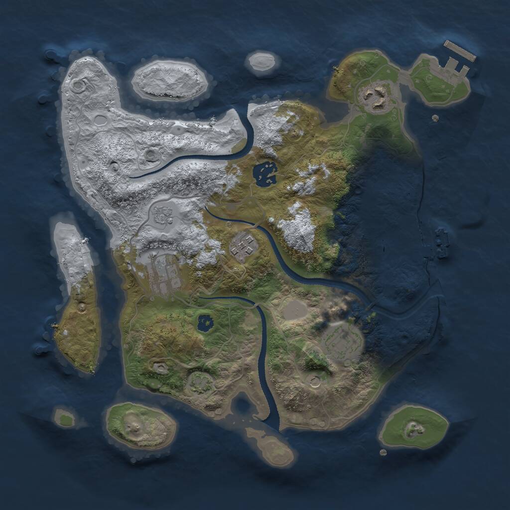 Rust Map: Procedural Map, Size: 3000, Seed: 392446947, 11 Monuments