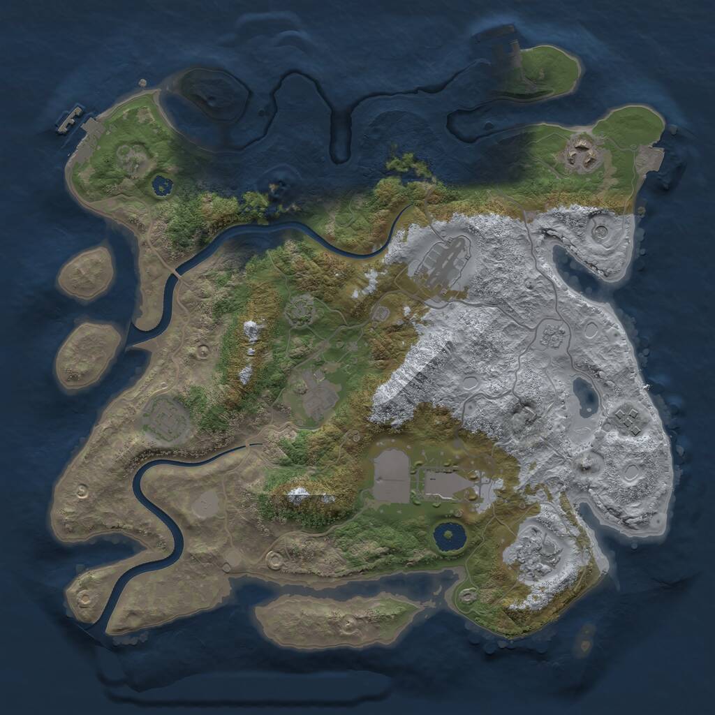 Rust Map: Procedural Map, Size: 3500, Seed: 233779608, 13 Monuments