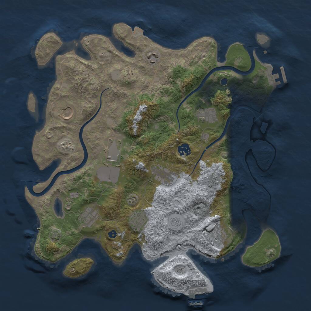 Rust Map: Procedural Map, Size: 3700, Seed: 34725, 16 Monuments