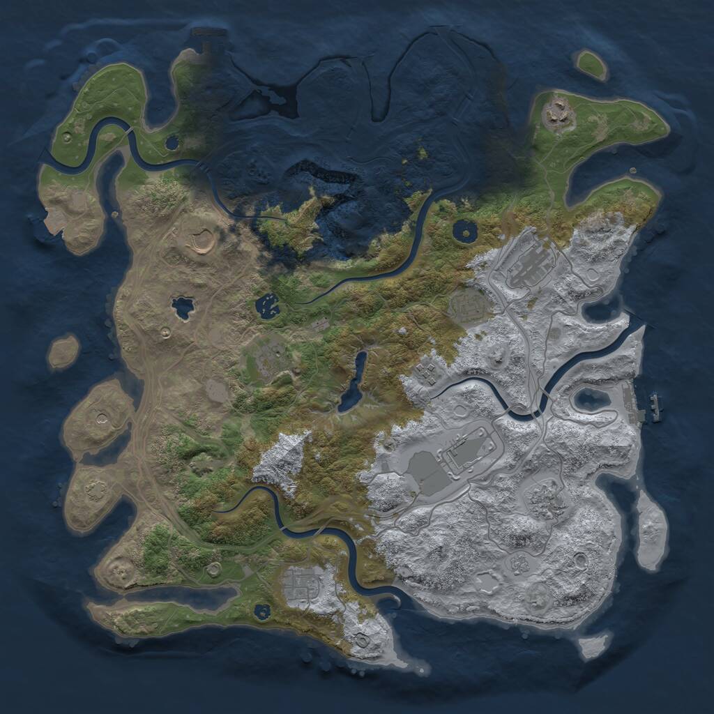 Rust Map: Procedural Map, Size: 4300, Seed: 214722662, 16 Monuments