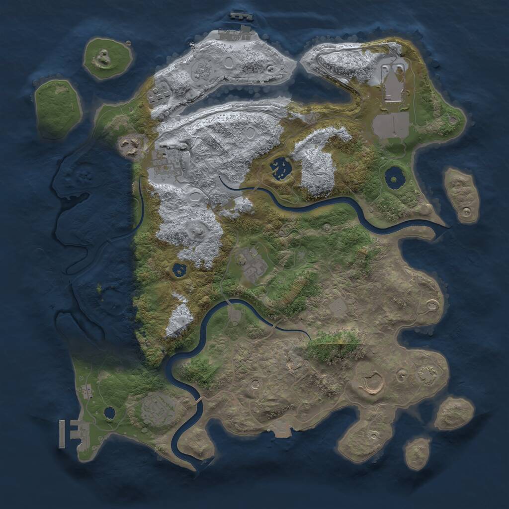 Rust Map: Procedural Map, Size: 3600, Seed: 219699, 14 Monuments