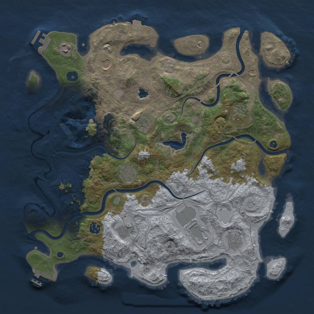 Rust Map: Procedural Map, Size: 4250, Seed: 1323786429, 16 Monuments