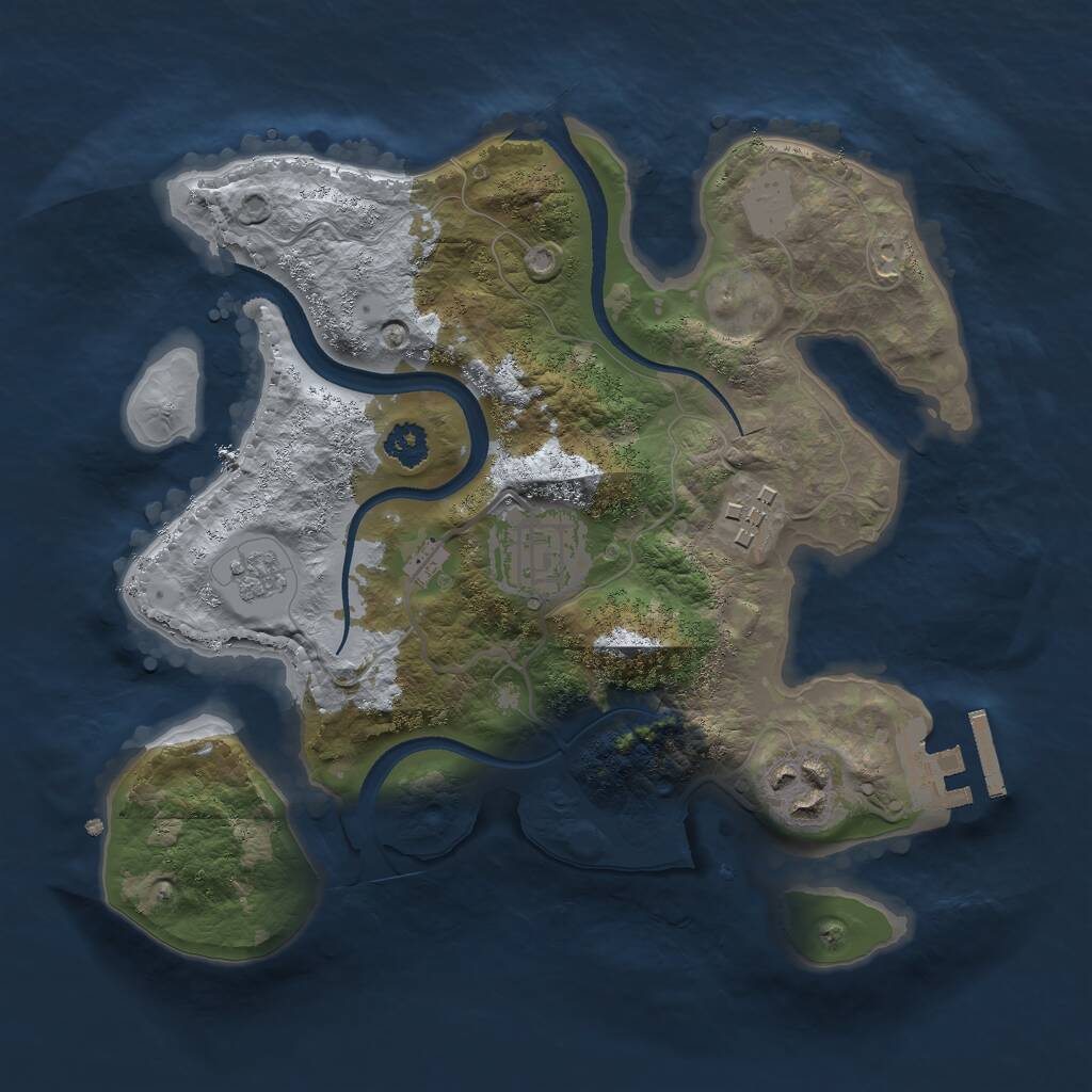 Rust Map: Procedural Map, Size: 2500, Seed: 42376143, 6 Monuments