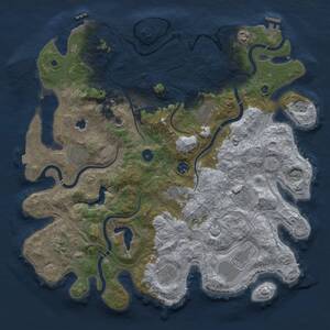 Thumbnail Rust Map: Procedural Map, Size: 4300, Seed: 45645745, 17 Monuments