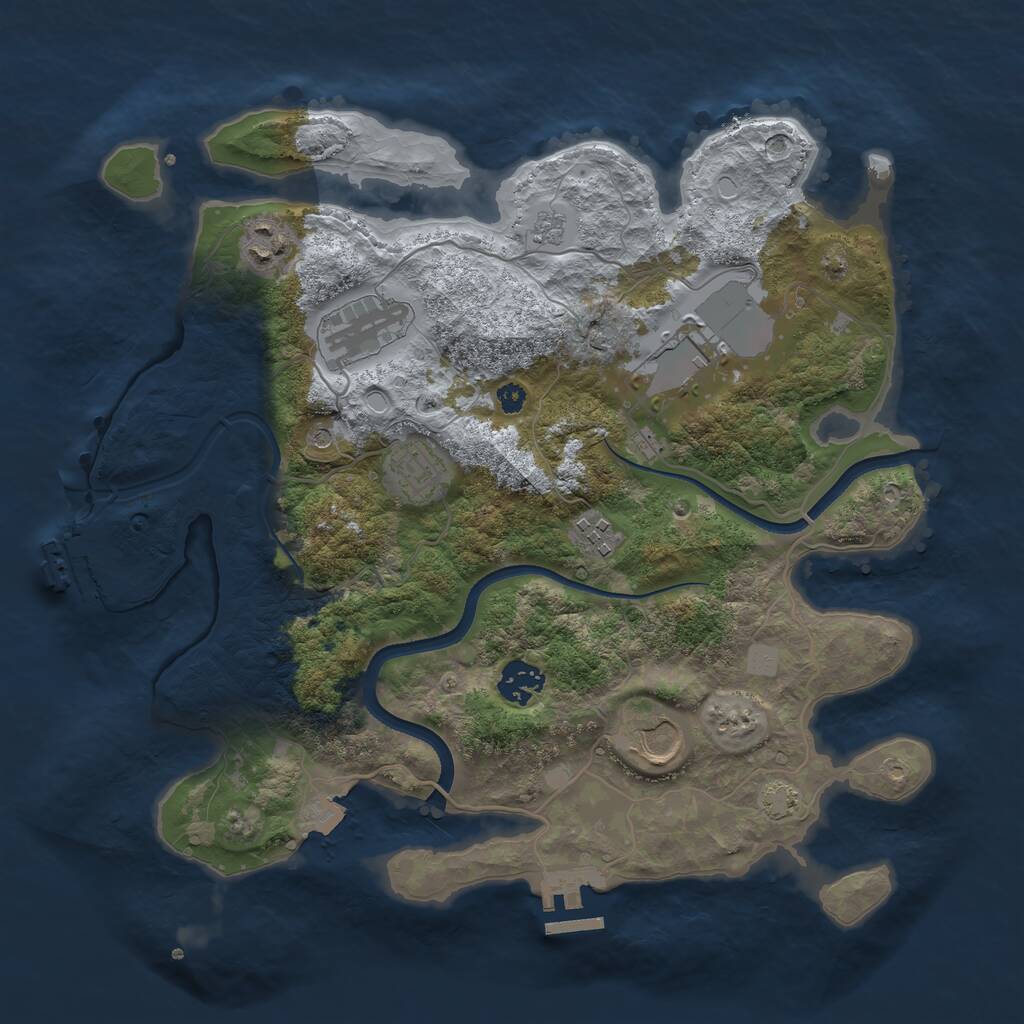 Rust Map: Procedural Map, Size: 3500, Seed: 733255457, 13 Monuments