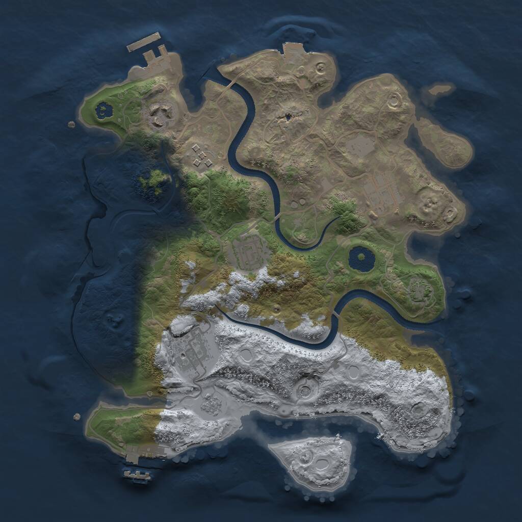 Rust Map: Procedural Map, Size: 3000, Seed: 674460390, 11 Monuments