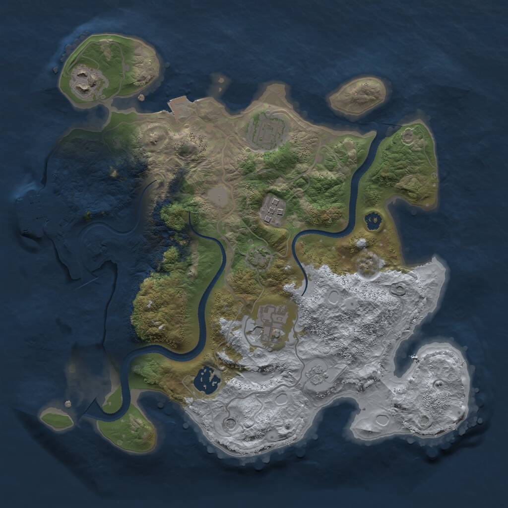 Rust Map: Procedural Map, Size: 3000, Seed: 375335780, 10 Monuments