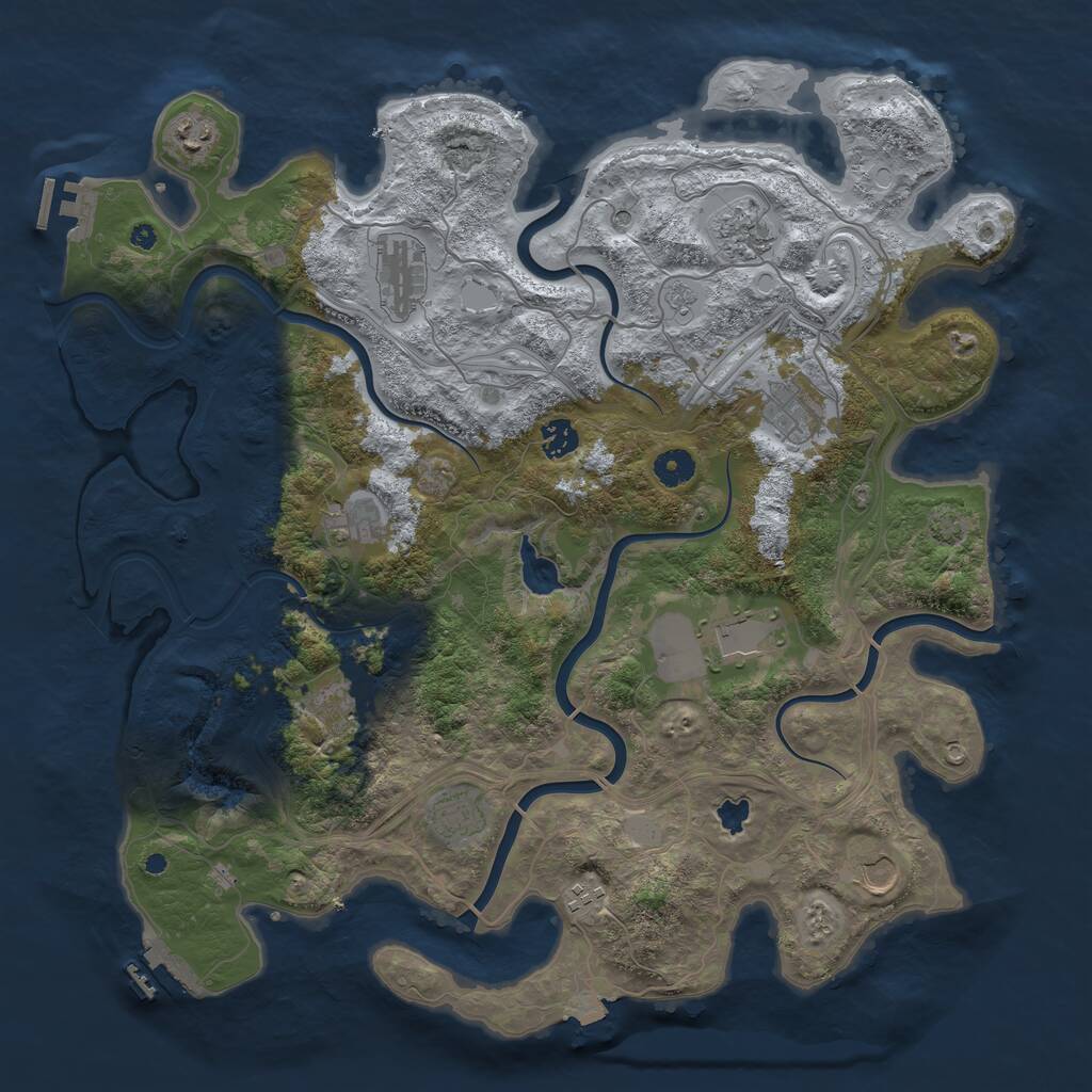 Rust Map: Procedural Map, Size: 4250, Seed: 1594125327, 17 Monuments