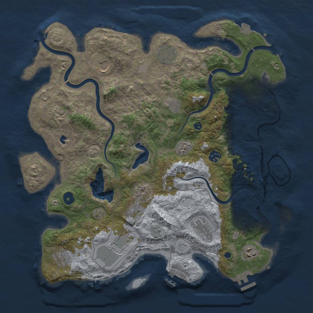 Rust Map: Procedural Map, Size: 4000, Seed: 2121708428, 17 Monuments