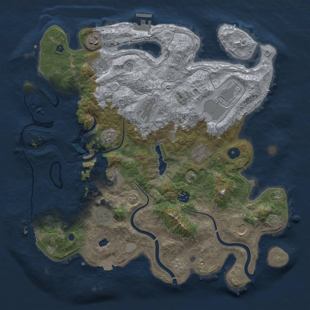 Rust Map: Procedural Map, Size: 4000, Seed: 1177451475, 16 Monuments