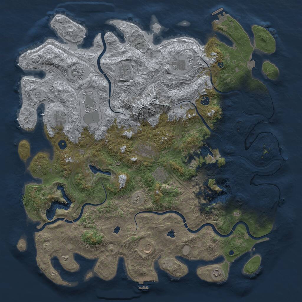 Rust Map: Procedural Map, Size: 5000, Seed: 937258855, 17 Monuments