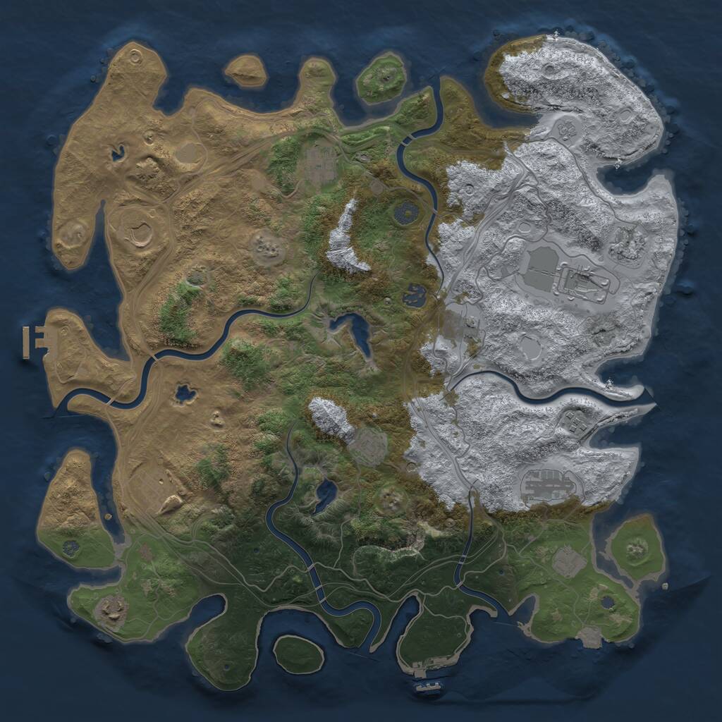 Rust Map: Procedural Map, Size: 4500, Seed: 843453424, 19 Monuments