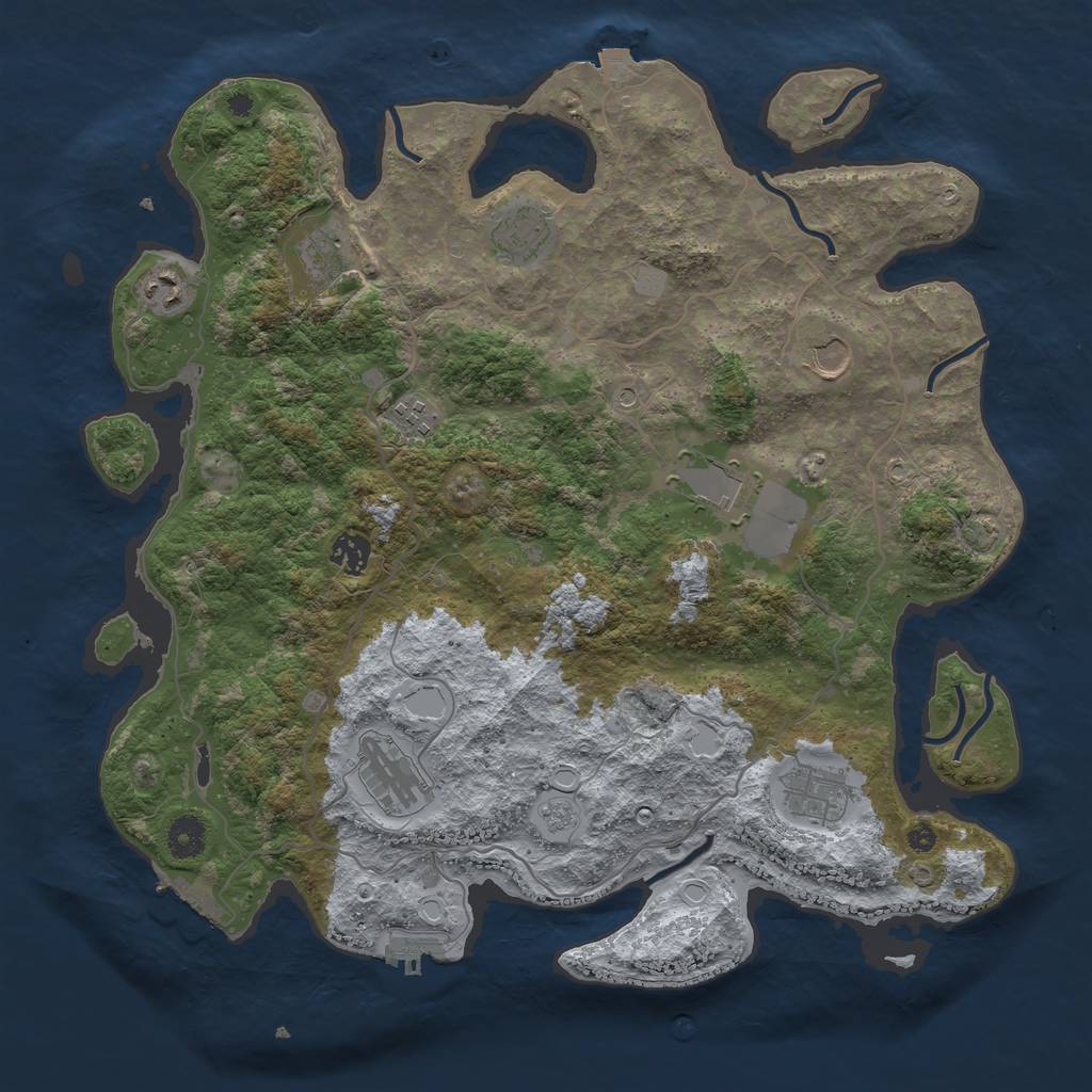 Rust Map: Procedural Map, Size: 4000, Seed: 45382716, 17 Monuments