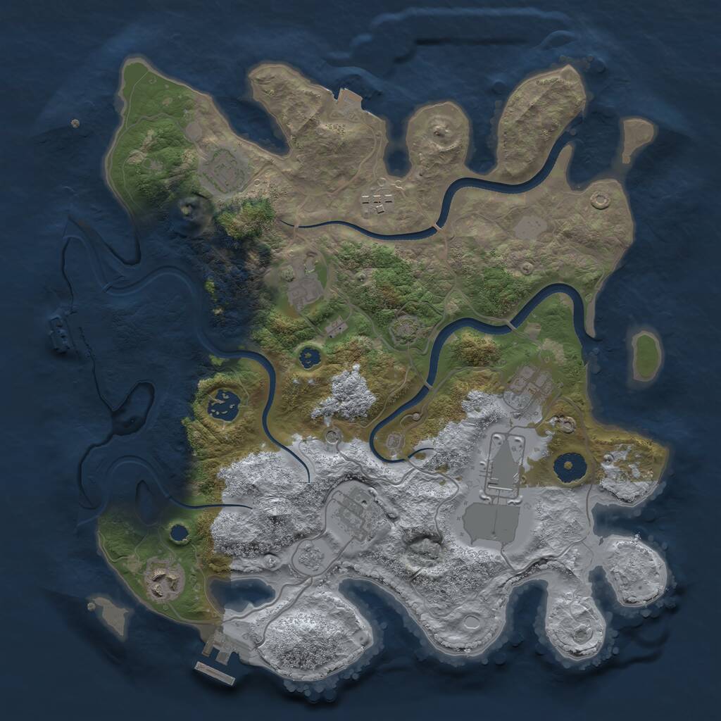 Rust Map: Procedural Map, Size: 3500, Seed: 1500000, 14 Monuments
