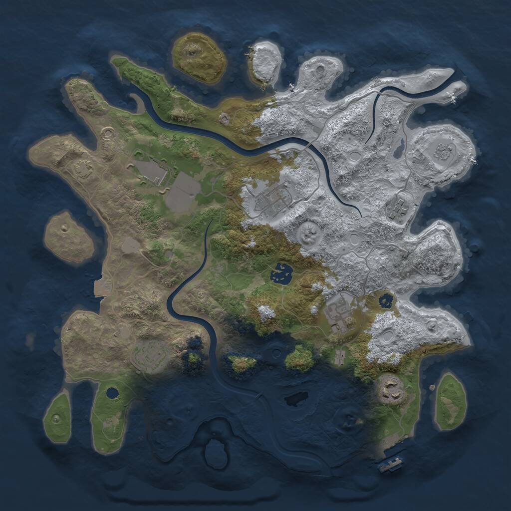 Rust Map: Procedural Map, Size: 3500, Seed: 102628115, 12 Monuments
