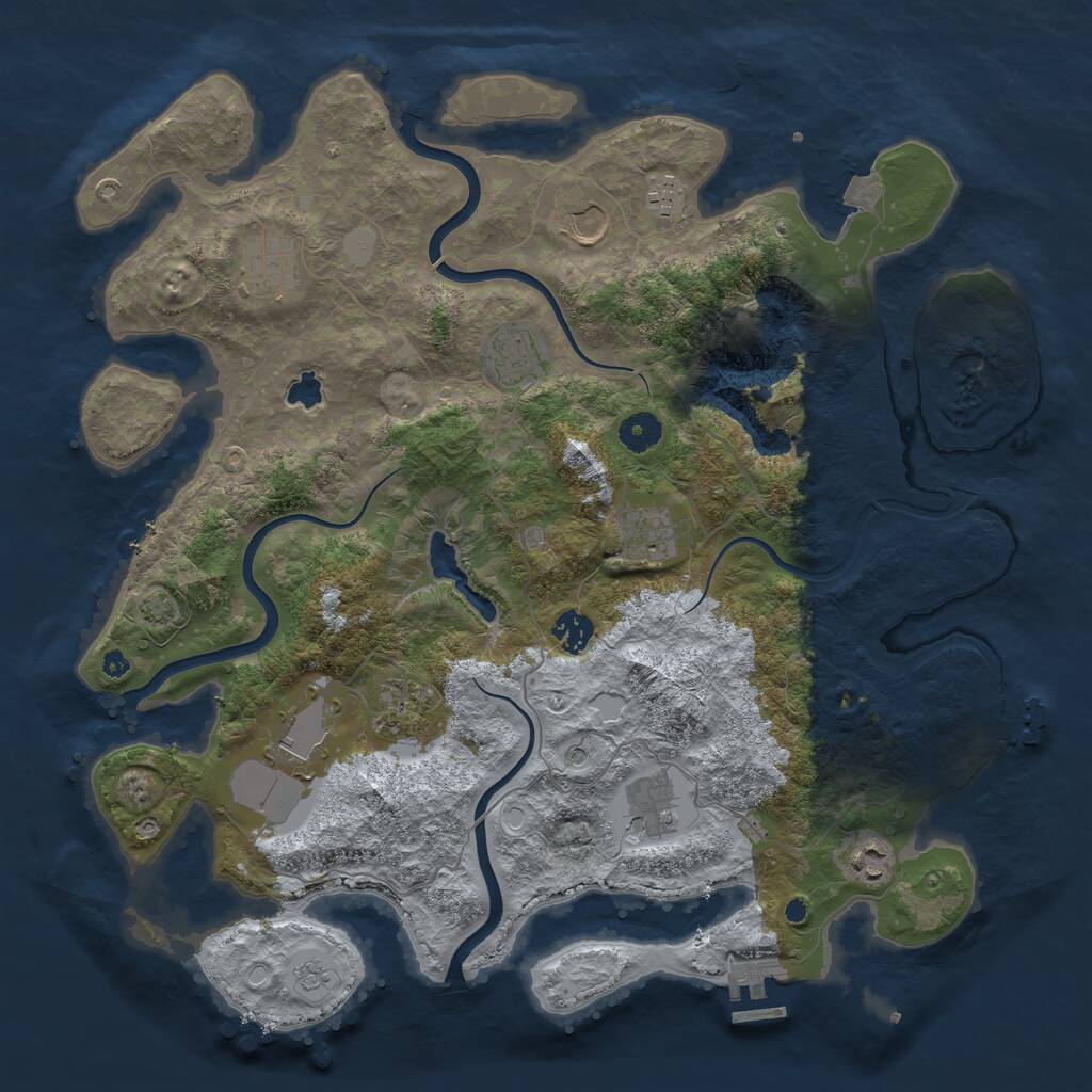 Rust Map: Procedural Map, Size: 4050, Seed: 1579100531, 16 Monuments