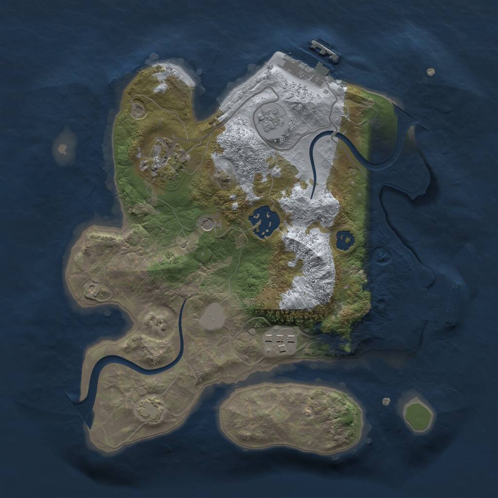 Rust Map: Procedural Map, Size: 2500, Seed: 876645959, 9 Monuments