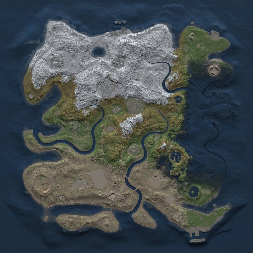 Rust Map: Procedural Map, Size: 3500, Seed: 2087676390, 15 Monuments