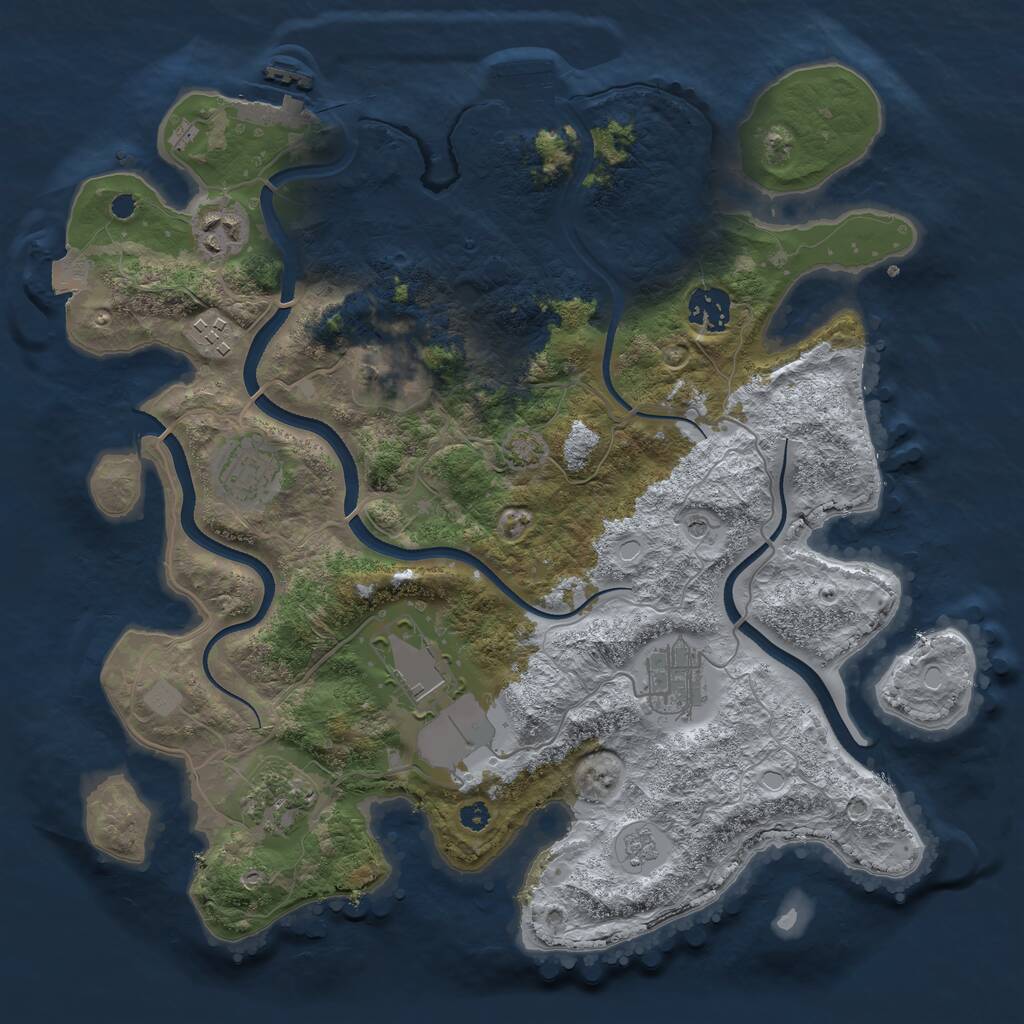 Rust Map: Procedural Map, Size: 3500, Seed: 214109402, 14 Monuments