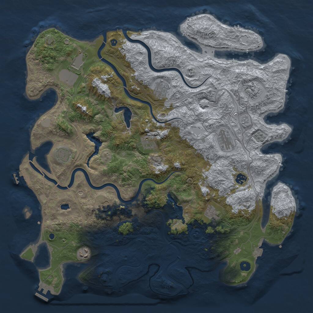 Rust Map: Procedural Map, Size: 4500, Seed: 1468713, 17 Monuments