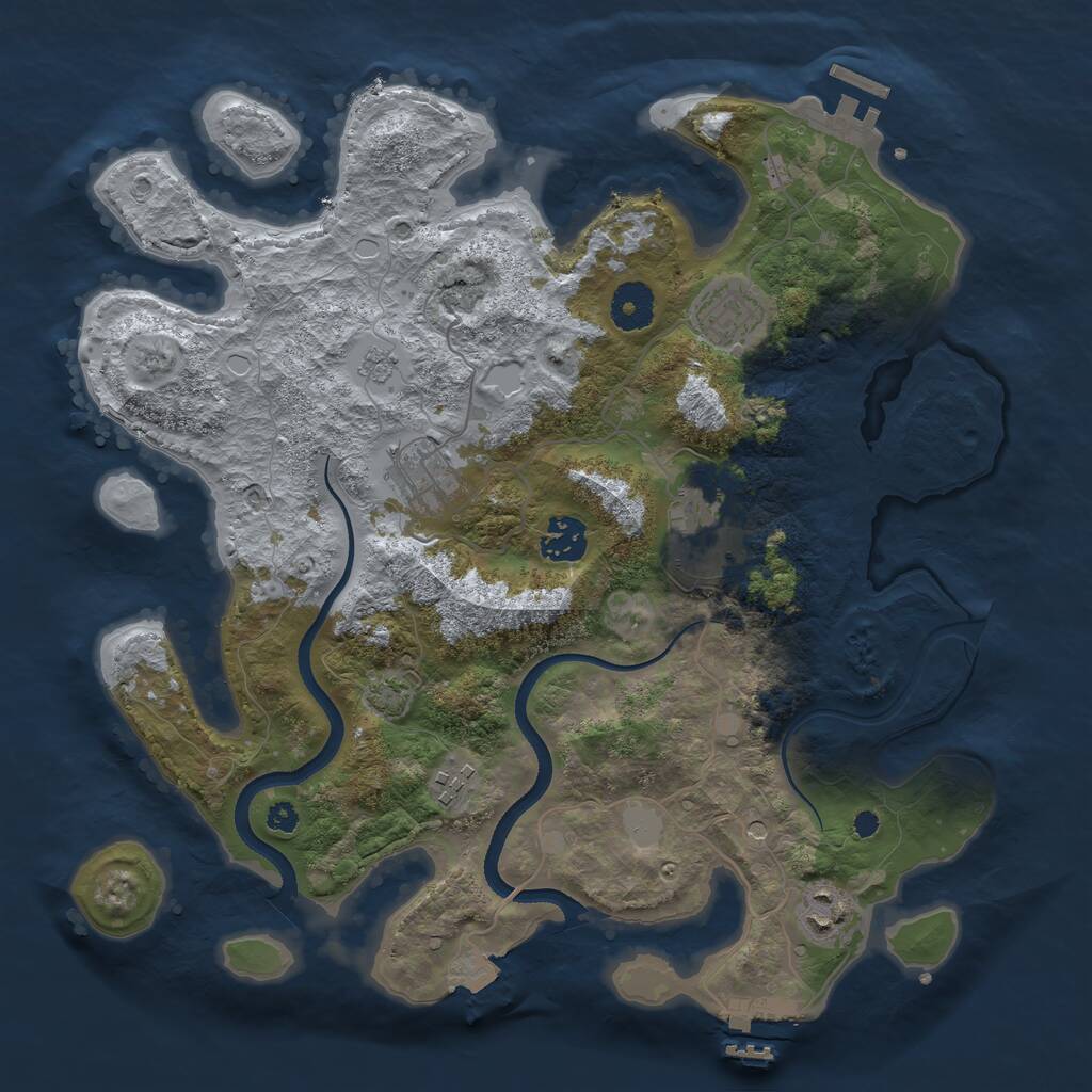 Rust Map: Procedural Map, Size: 3500, Seed: 183671652, 12 Monuments