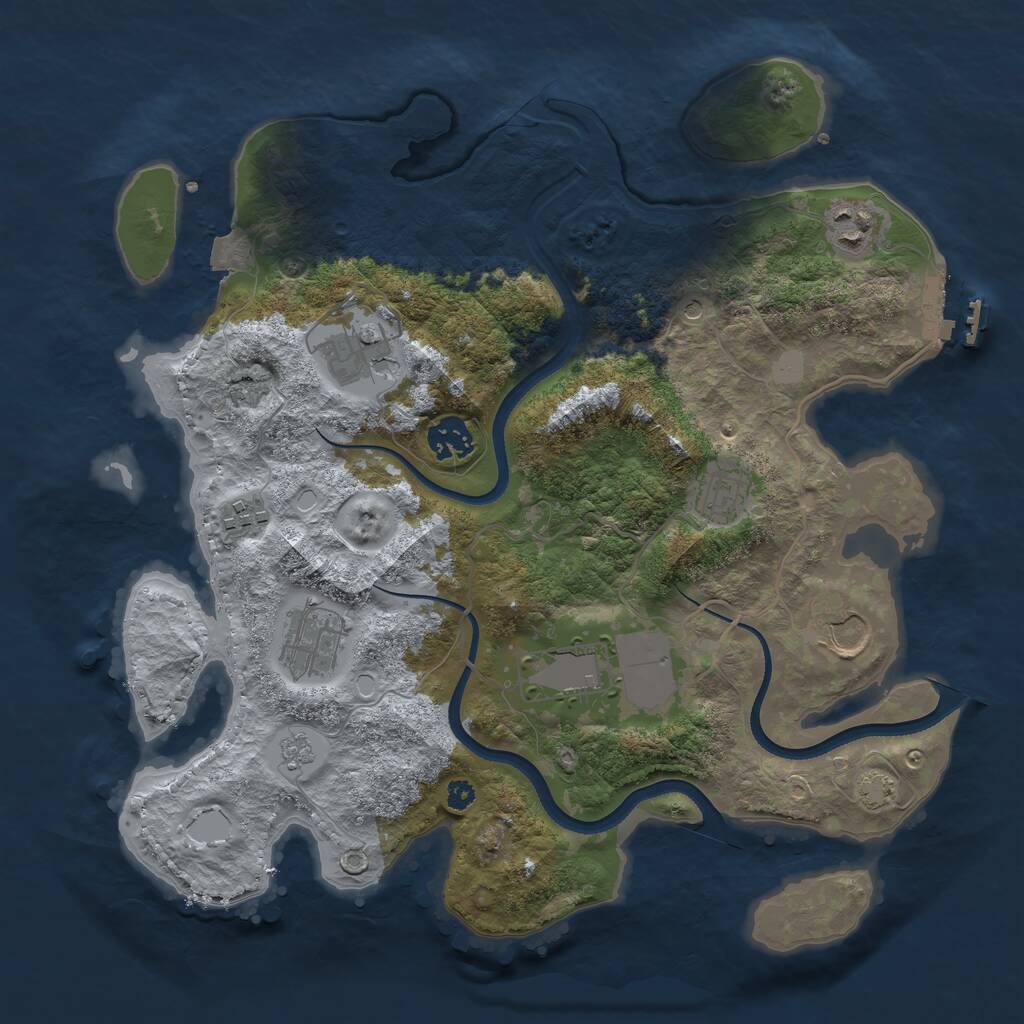 Rust Map: Procedural Map, Size: 3500, Seed: 1678661306, 13 Monuments